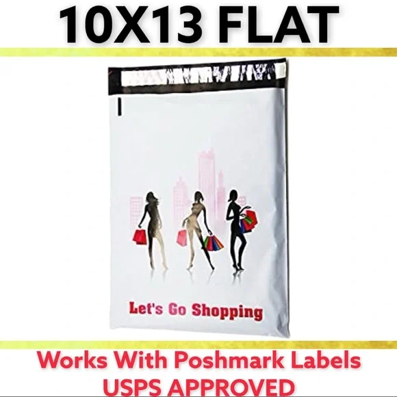 50 10X13 Let’s Go Shopping, Flat, Poly Mailers, Shipping Envelopes WEEKEND SALE - Picture 4 of 6